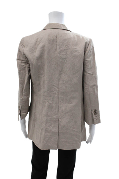 Elizabeth & James Womens Beige Collared Button Blazer Long Sleeve Size 8