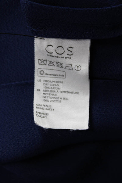 COS Women Basic Dark Blue Silk Short Sleeve Round Neck Blouse Size 10