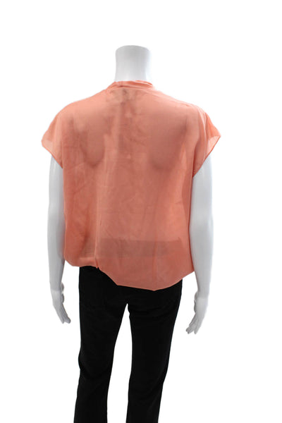 Exclusive for Intermix Womens Orange Silk V-Neck Boho Blouse Sleeveless Size M