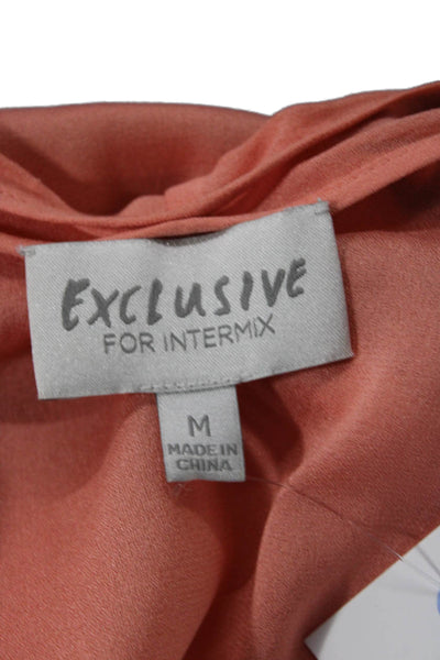 Exclusive for Intermix Womens Orange Silk V-Neck Boho Blouse Sleeveless Size M