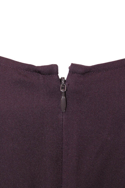 Theory Women Tunic Blouse Purple Silk Sleeveless Round Neck Zip Solid Size L
