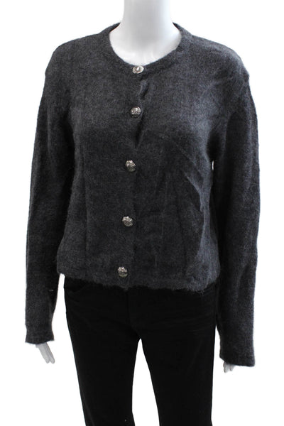 Massimo Dutti Unisex Cardigan Dark Gray Alpaca Blend Button Longsleeve Size L