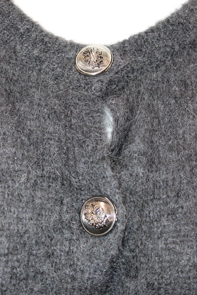 Massimo Dutti Unisex Cardigan Dark Gray Alpaca Blend Button Longsleeve Size L