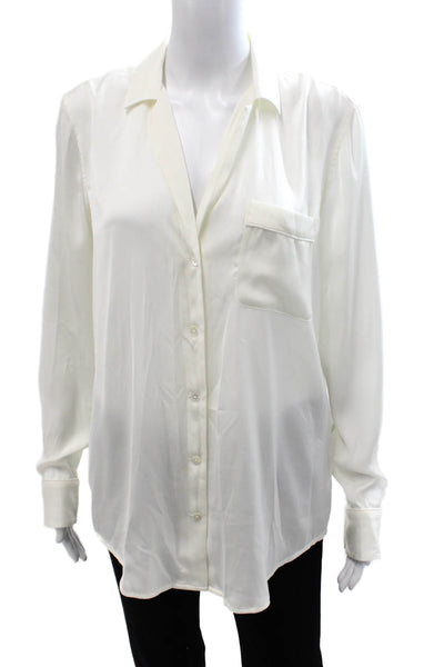 Equipment Femme Womens Basic Collared Button Up Blouse White Long Sleeve Size M