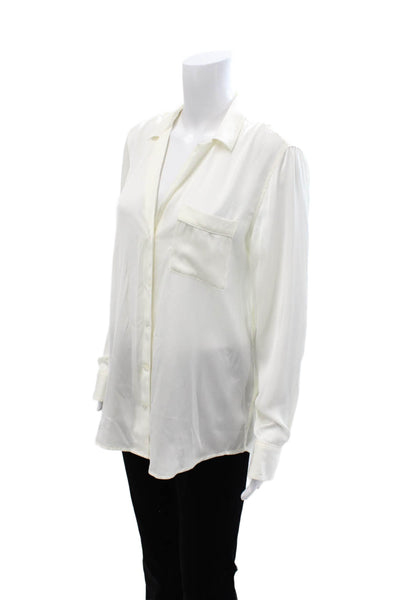 Equipment Femme Womens Basic Collared Button Up Blouse White Long Sleeve Size M