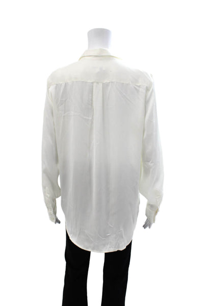 Equipment Femme Womens Basic Collared Button Up Blouse White Long Sleeve Size M