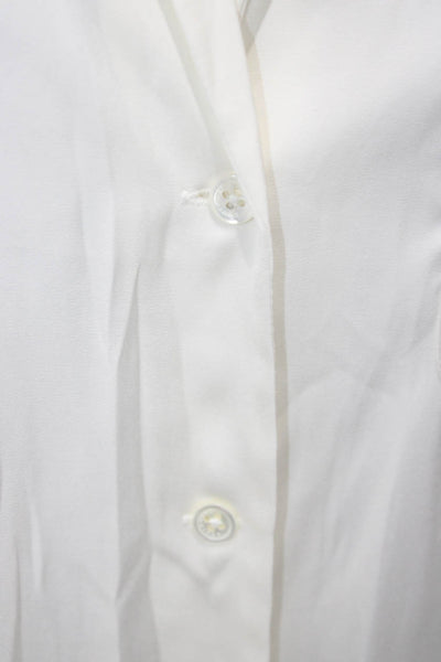 Equipment Femme Womens Basic Collared Button Up Blouse White Long Sleeve Size M
