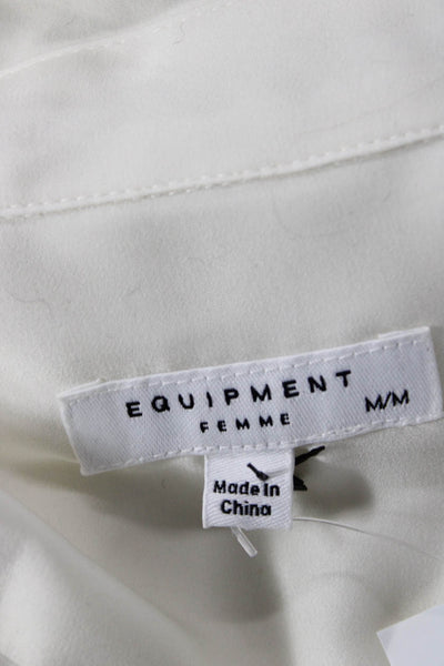 Equipment Femme Womens Basic Collared Button Up Blouse White Long Sleeve Size M
