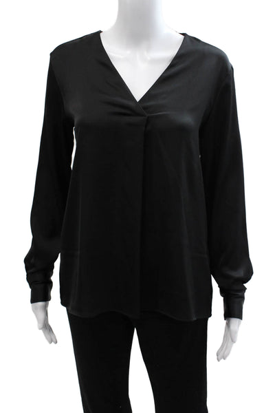 Banana Republic Womens Basic V-Neck Black Long Sleeve Blouse Size XS