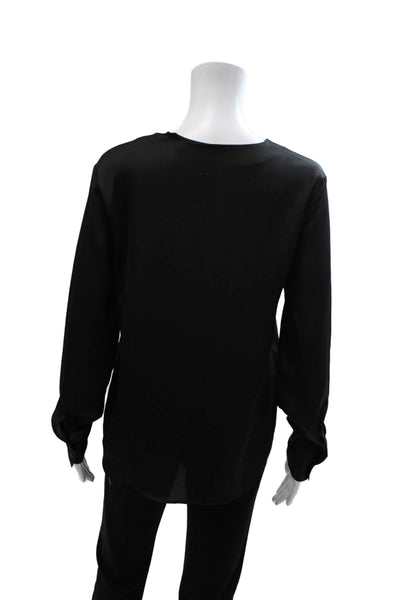 Banana Republic Womens Basic V-Neck Black Long Sleeve Blouse Size XS