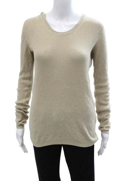 Three Dots Unisex Pullover Sweater Beige Cotton Cashmere Size S