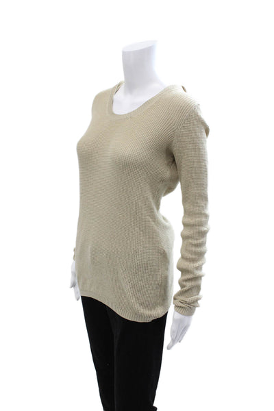 Three Dots Unisex Pullover Sweater Beige Cotton Cashmere Size S