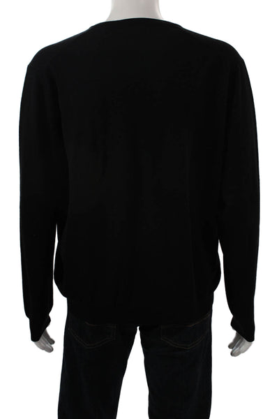 Brooks Brothers Mens Black V Neck Merino Wool Pullover Sweater Size L