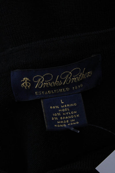 Brooks Brothers Mens Black V Neck Merino Wool Pullover Sweater Size L