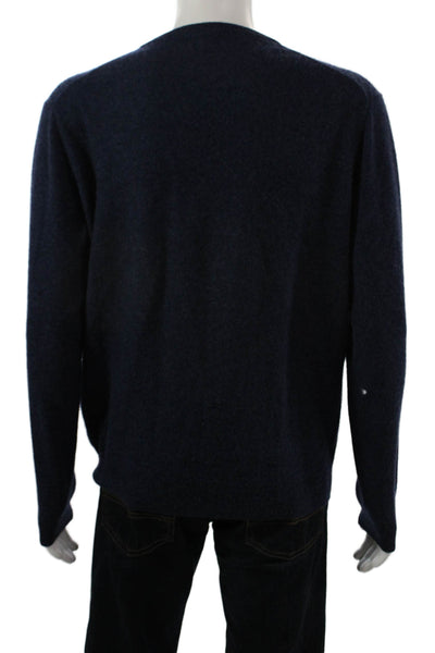 J Crew Mens Pullover Sweater Dark Blue Cotton Cashmere V-Neck Size L