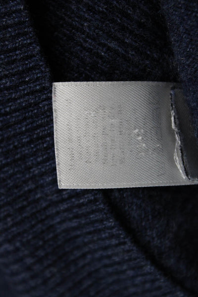 J Crew Mens Pullover Sweater Dark Blue Cotton Cashmere V-Neck Size L