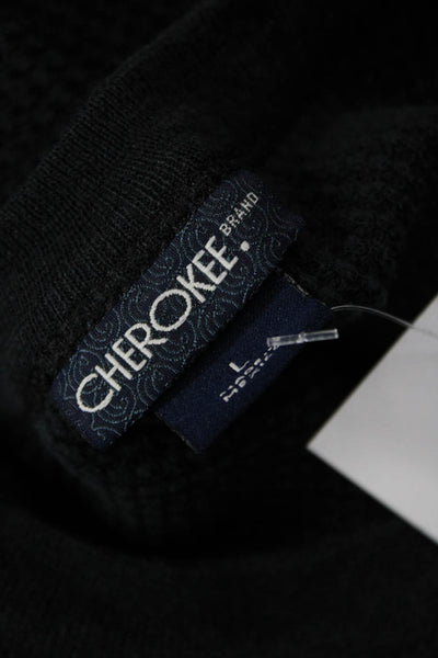 Cherokee Mens Long Sleeve Black Crew Neck T Shirt Cotton Blend Size L