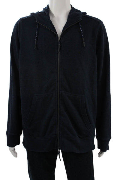 Surfside Supply Mens Full-Zip Dark Blue Drawstring Hoodie Beach Size L