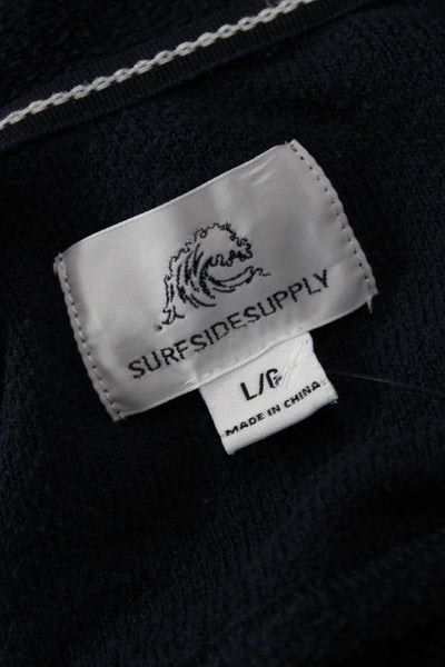 Surfside Supply Mens Full-Zip Dark Blue Drawstring Hoodie Beach Size L