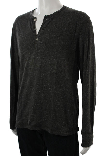 J Crew Mens Dark Gray Band Long Sleeve T Shirt 50% Merino 50% Acrylic Size L