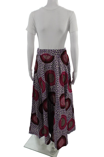 Pepela Palm Beach Womens Black Geometric Cotton Blend Midi Flare Skirt Size S
