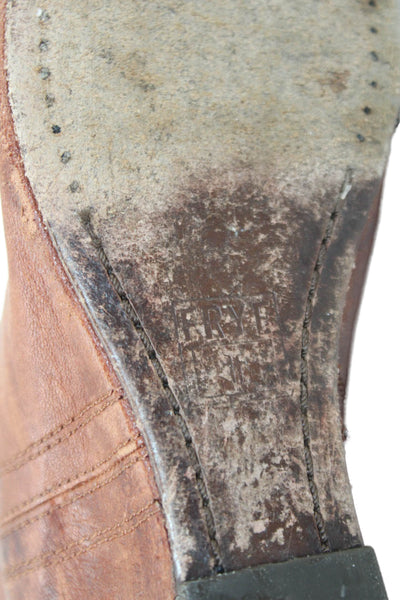 Frye Women's Leather Round Toe Wedge Ankle Boots Camel Size 7