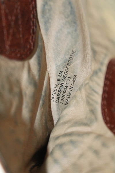 Frye Women's Leather Round Toe Wedge Ankle Boots Camel Size 7