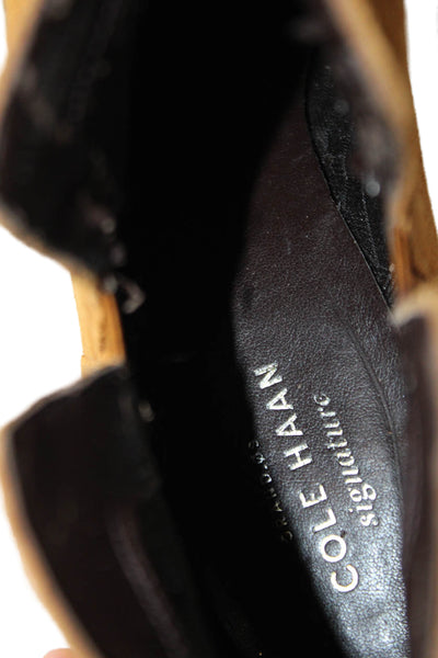 Cole Haan Women's Round Toe Suede Leather Ankle Boots Camel Size 7