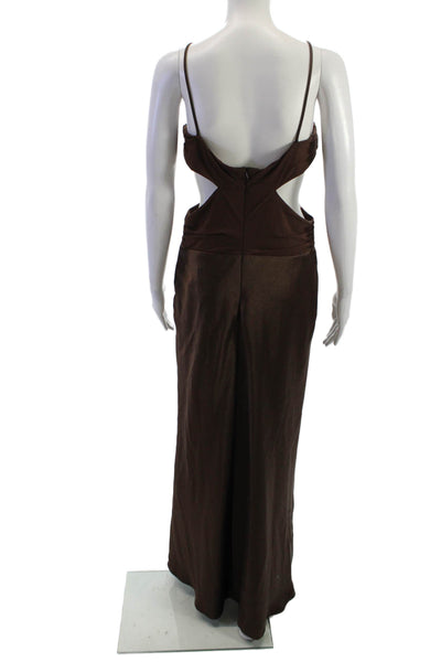 Bec & Bridge Womens Maxi Slip Dress Brown V-Neck Sleeveless Size 12
