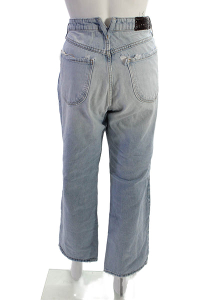 SPRWMN Womens Boyfriend Light Blue High Rise Button Jeans Size 29
