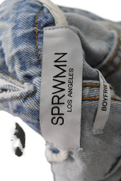SPRWMN Womens Boyfriend Light Blue High Rise Button Jeans Size 29