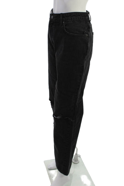 Grlfrnd Women Cropped Boyfriend High Rise Black Jeans Size 32
