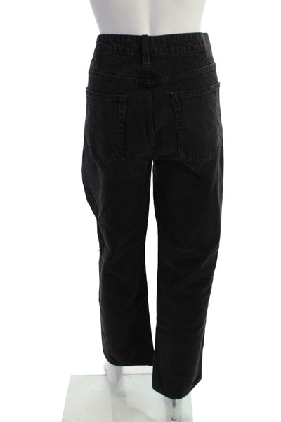Grlfrnd Women Cropped Boyfriend High Rise Black Jeans Size 32