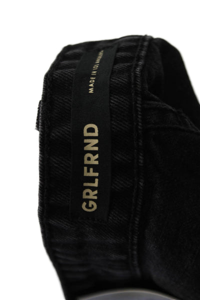 Grlfrnd Women Cropped Boyfriend High Rise Black Jeans Size 32