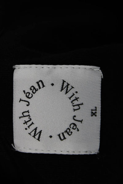 With Jean Women Cropped Graphic Black Tank 100% Cotton Crew Neck 80s Size XL