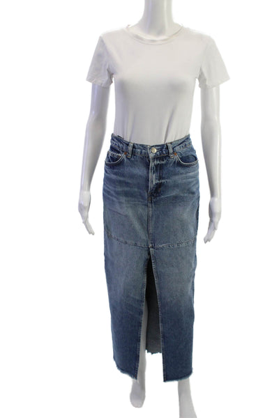 Reformation Womens Blue Maxi Skirt Cotton Size 24