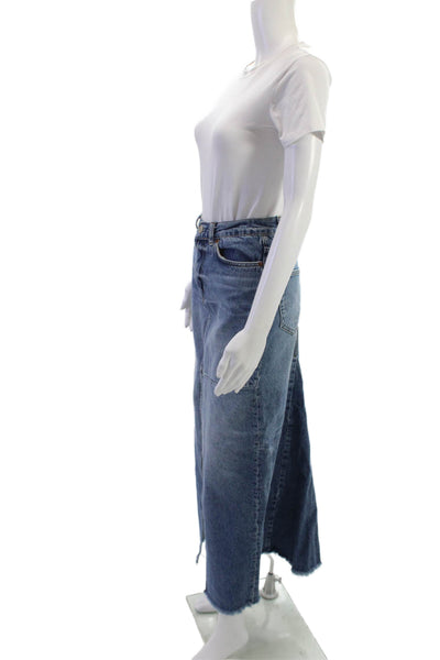 Reformation Womens Blue Maxi Skirt Cotton Size 24