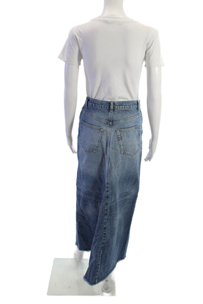 Reformation Womens Blue Maxi Skirt Cotton Size 24