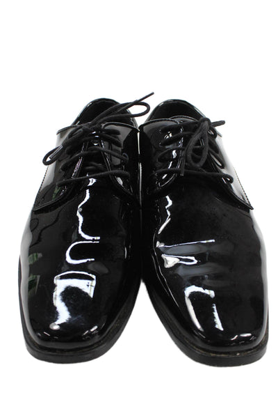 Joseph Abboud Mens Shiny Leather Lace Up Oxford Shoes Solid Black Size 12M