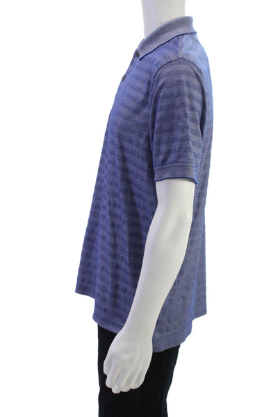 Brooks Brothers Mens Cotton Collar Striped Short Sleeve Polo Shirt Blue Size M