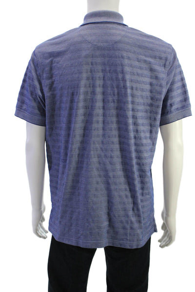 Brooks Brothers Mens Cotton Collar Striped Short Sleeve Polo Shirt Blue Size M