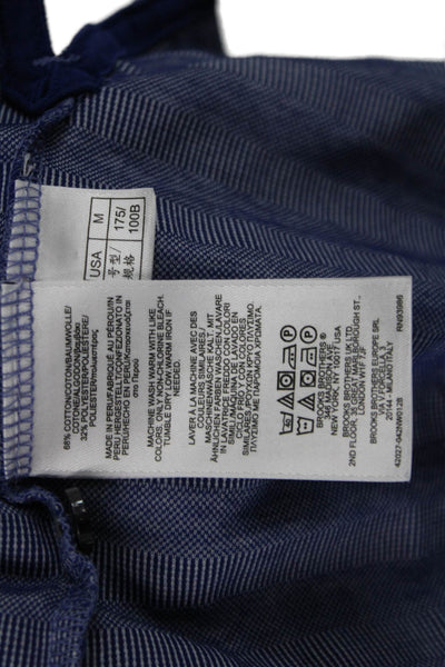 Brooks Brothers Mens Cotton Collar Striped Short Sleeve Polo Shirt Blue Size M