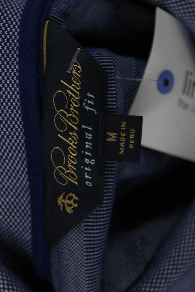 Brooks Brothers Mens Cotton Collar Striped Short Sleeve Polo Shirt Blue Size M