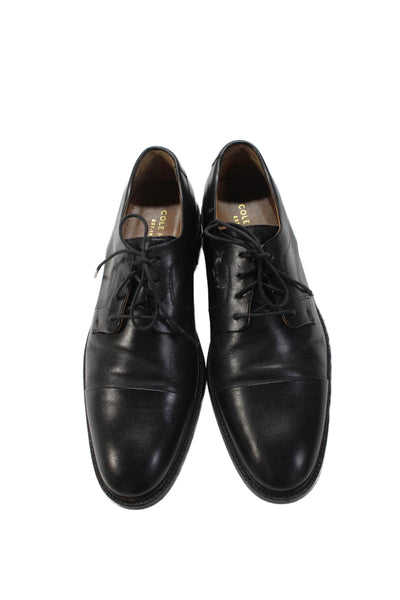 Cole Haan Mens Lace Up Cap Toe Leather Oxfords Dress Shoes Black Size 9M