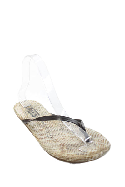 TKEES Womens Animal Print Slide On Sandals Brown Size 6.5