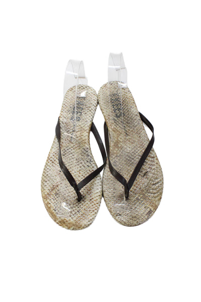 TKEES Womens Animal Print Slide On Sandals Brown Size 6.5
