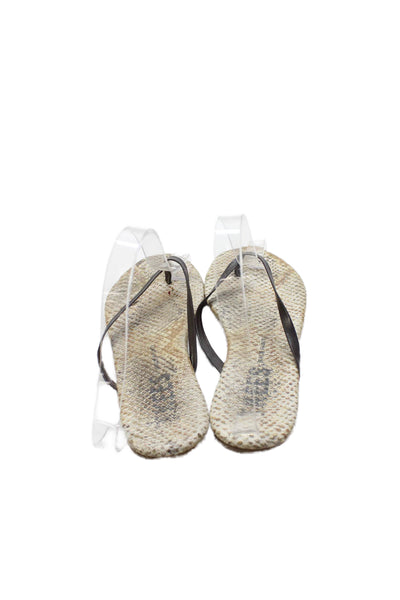 TKEES Womens Animal Print Slide On Sandals Brown Size 6.5