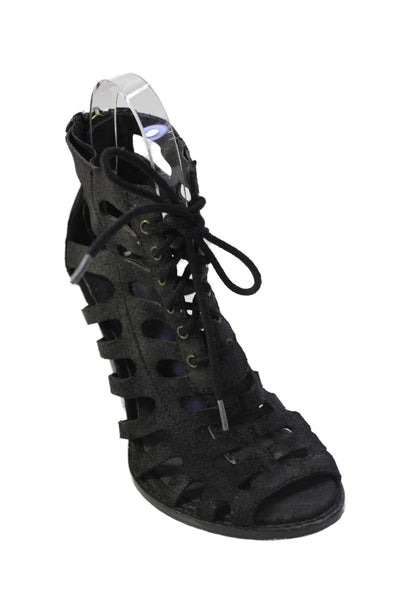Rebecca Minkoff Womens Leather Strappy Heels Black Size 5M