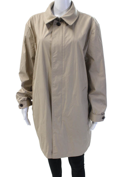 Brooks Brothers Unisex Raincoat Beige Button Polyester Long Sleeve Size L