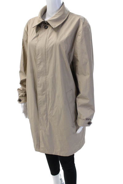 Brooks Brothers Unisex Raincoat Beige Button Polyester Long Sleeve Size L
